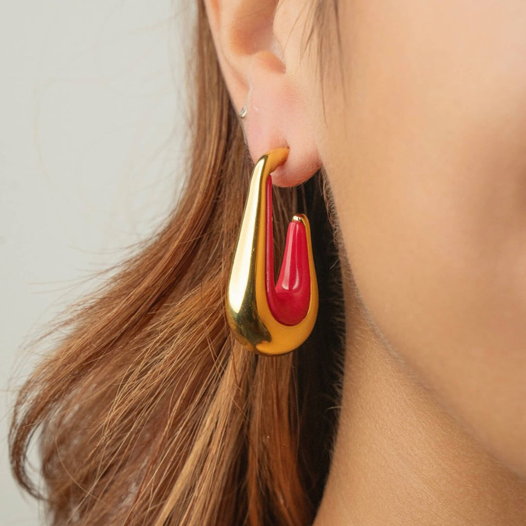 Gold & Honey Drop Hoop Earrings