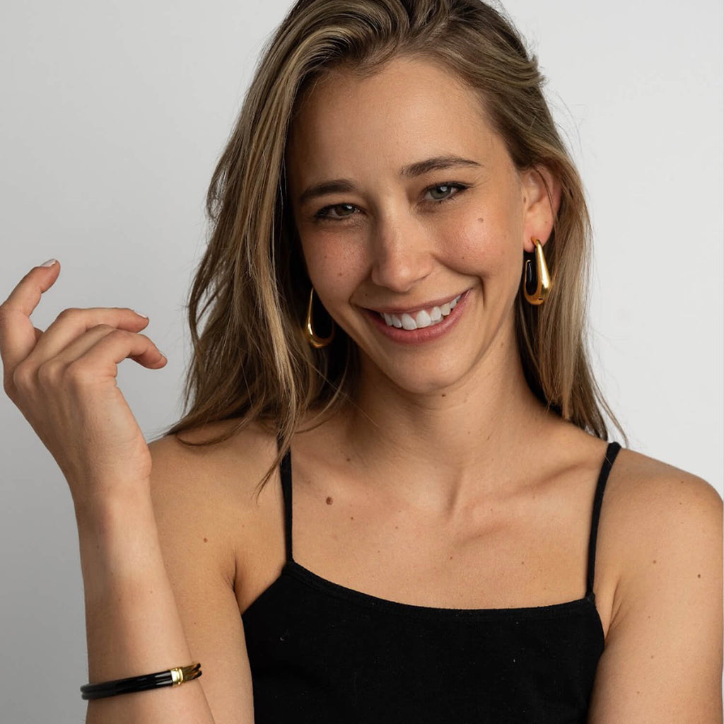 Gold & Honey Drop Hoop Earrings