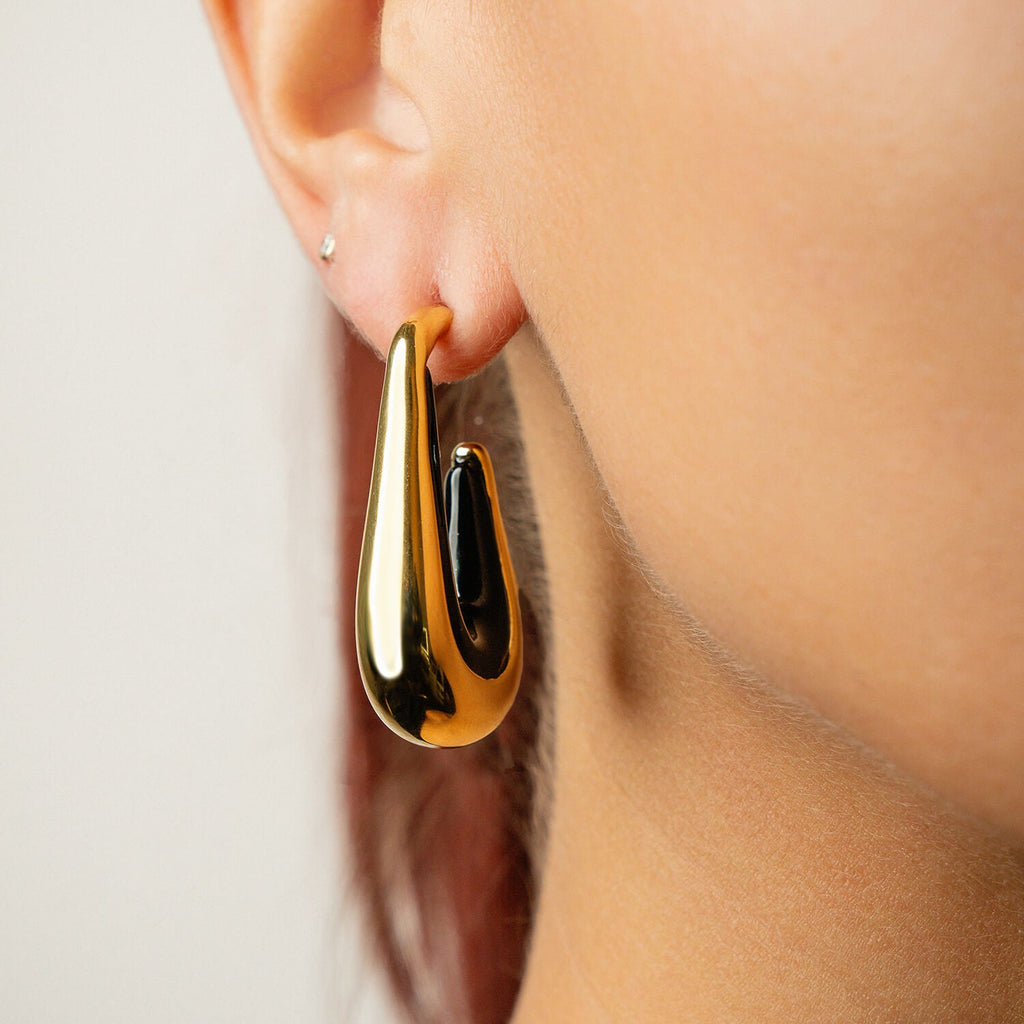 Gold & Honey Drop Hoop Earrings
