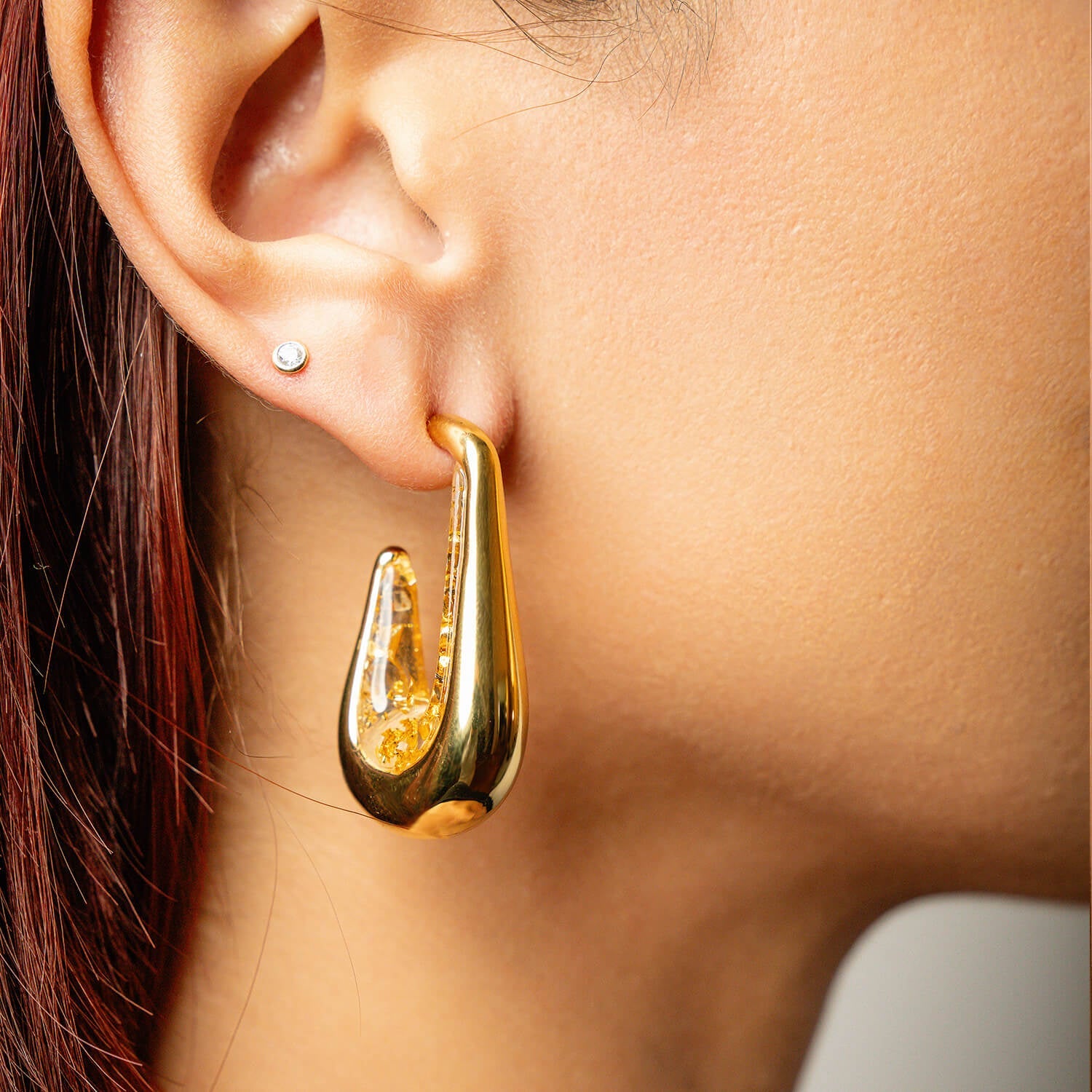 Gold & Honey Drop Hoop Earrings