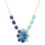 Barse Jewelry Duality Blue Lapis and Turquoise Golden Pendant Necklace