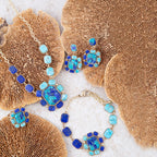 Barse Jewelry Duality Blue Lapis and Turquoise Golden Pendant Necklace