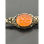 Vintage Carved Carnelian Sterling Silver Brooch