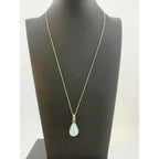 Vintage Rare Larimar Cabochon 925 Pendant Necklace