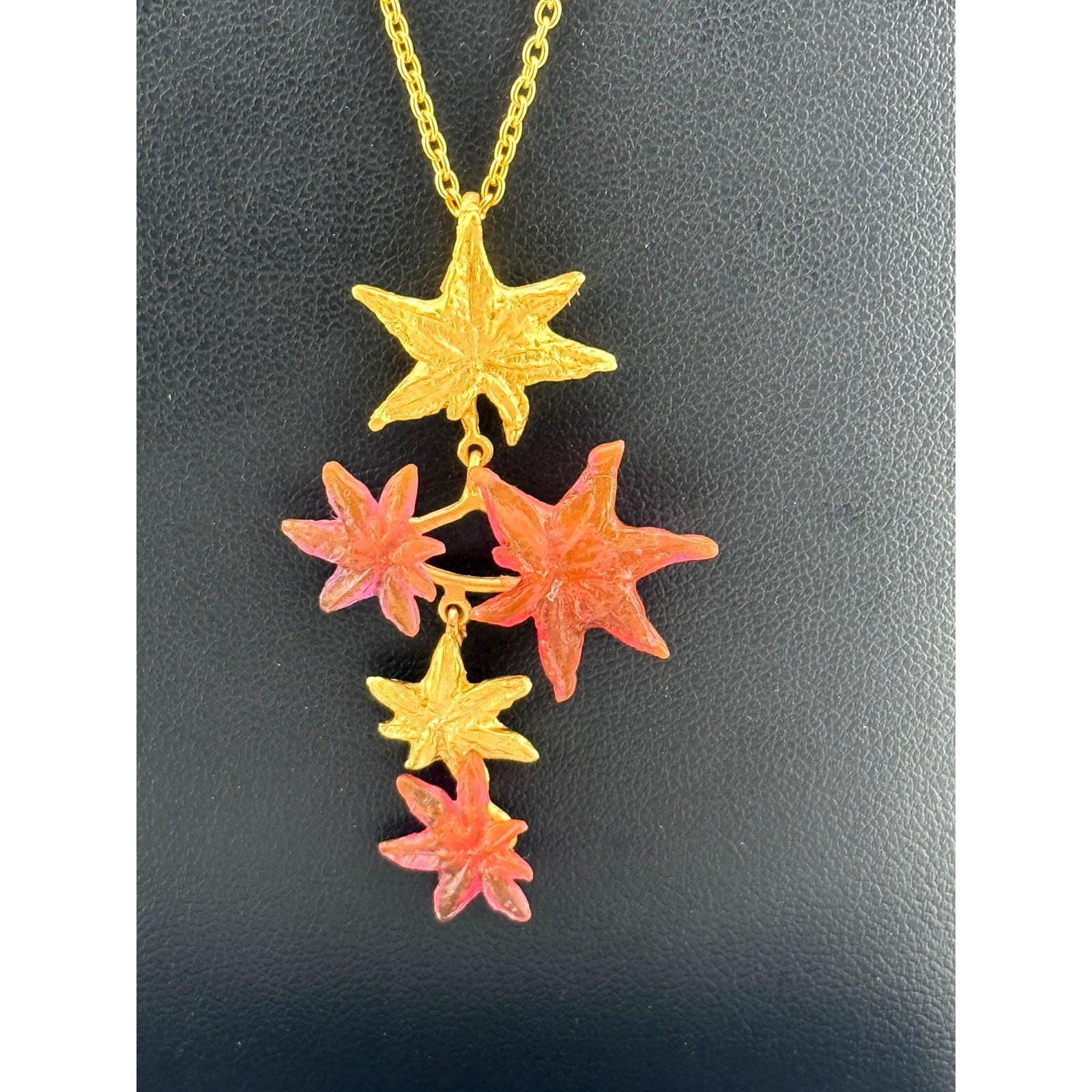Michael Vincent Michaud 18K Gold Plated Japanese Maple Pendant Necklace