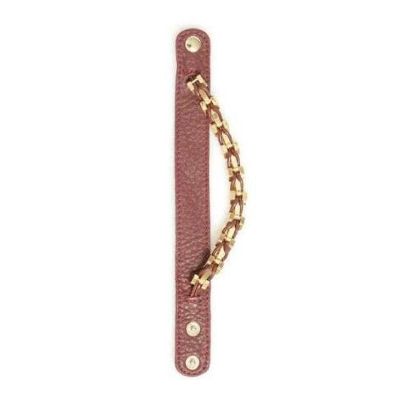 Leather and Link Bracelet - Gold/Ruby
