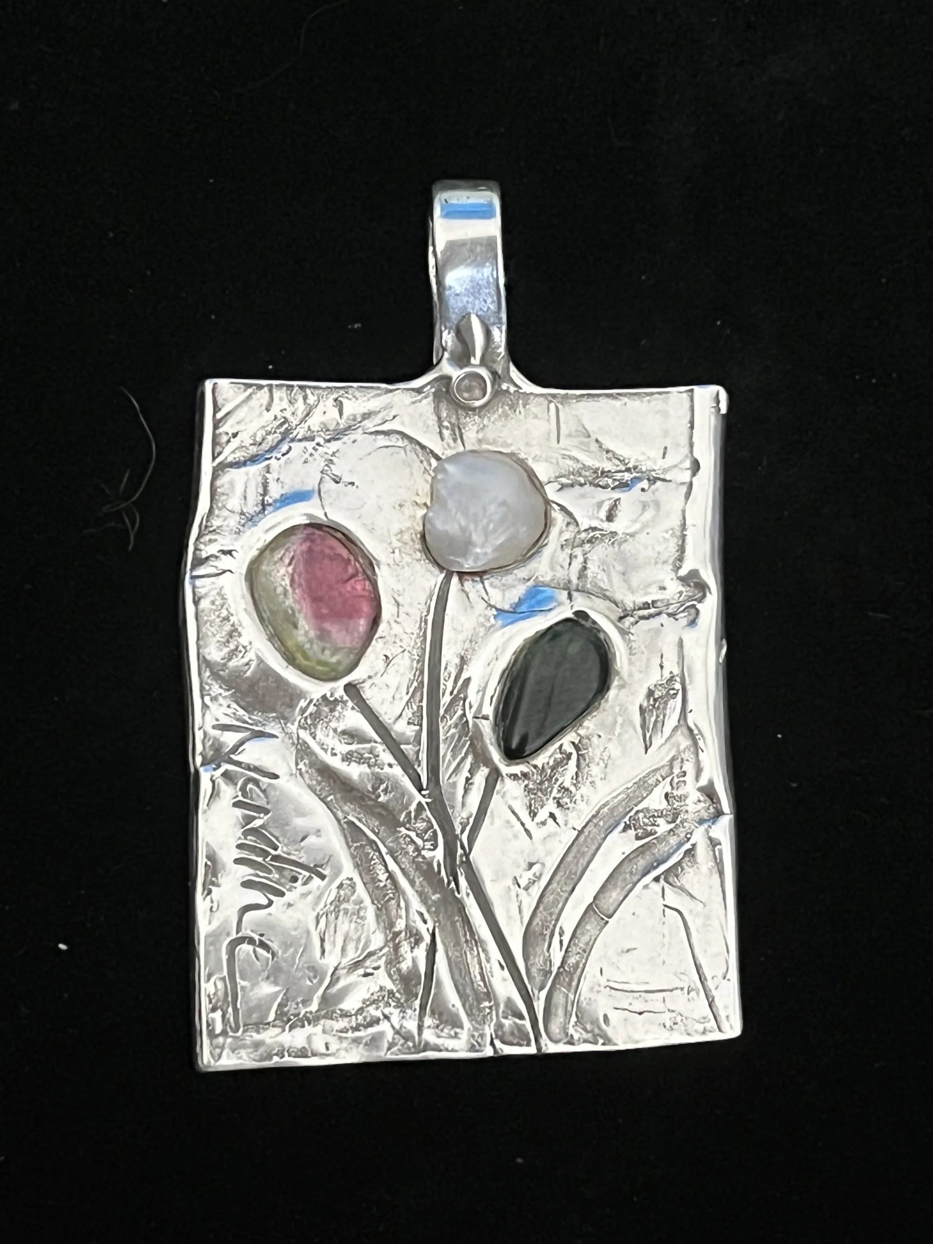 Signed Nadine Leo Mississippi River Pearl Co Sterling Silver Pendant