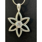 Silpada 925 Sterling Silver Open Flower CZ Pendant Necklace