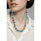 Native American Turquoise Magnesite Necklace Color Infused Seashells