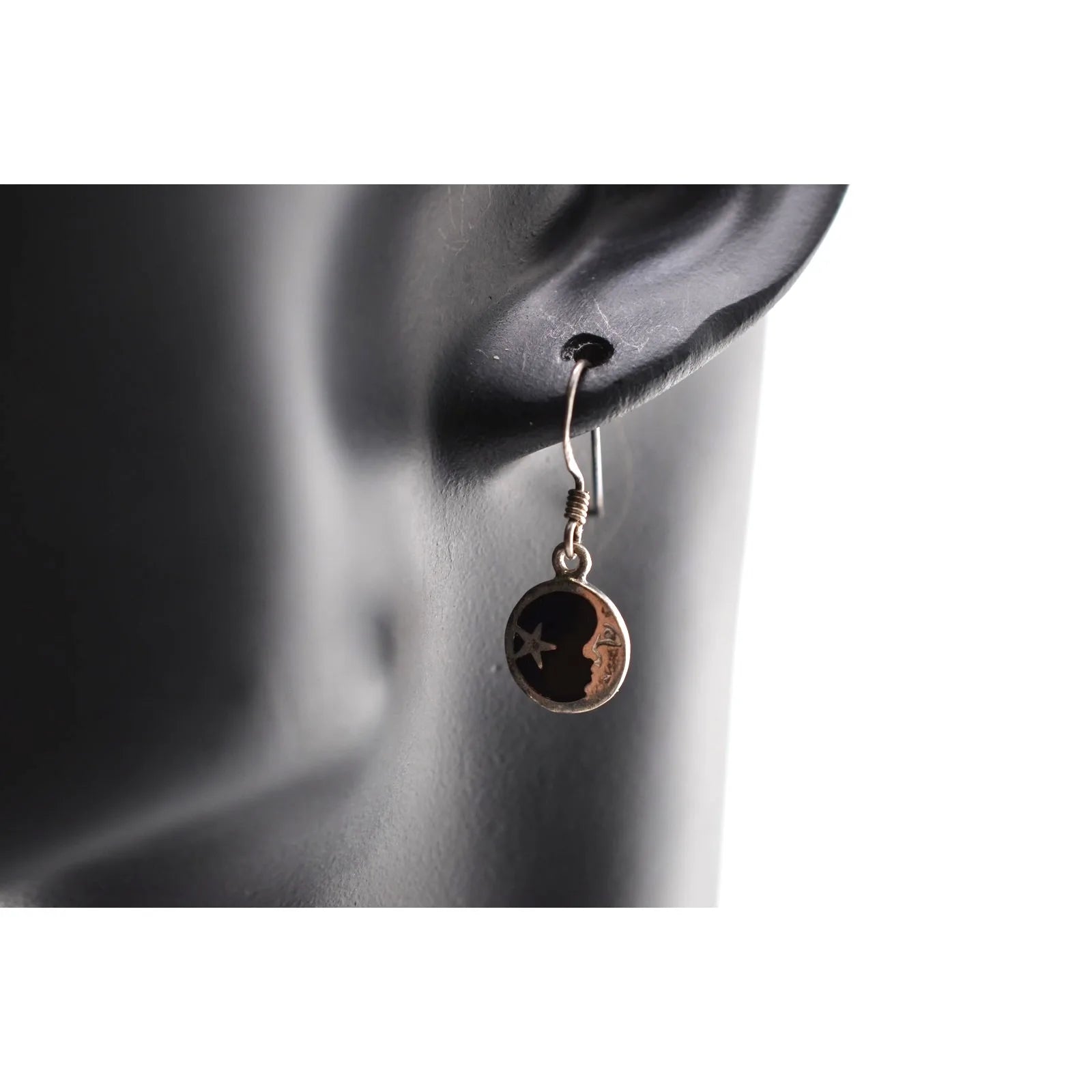 Handmade Sterling Silver Vintage Moon Star Wire Earrings
