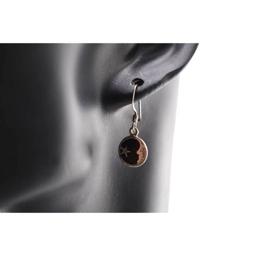 Handmade Sterling Silver Vintage Moon Star Wire Earrings