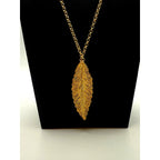 Portuguese Gold Plated Filigree Leaf Pendant Necklace