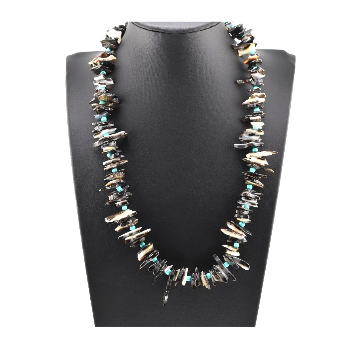 Mary W Roanhorse, Navajo Black Lip Oyster Shell, Beaded Necklace