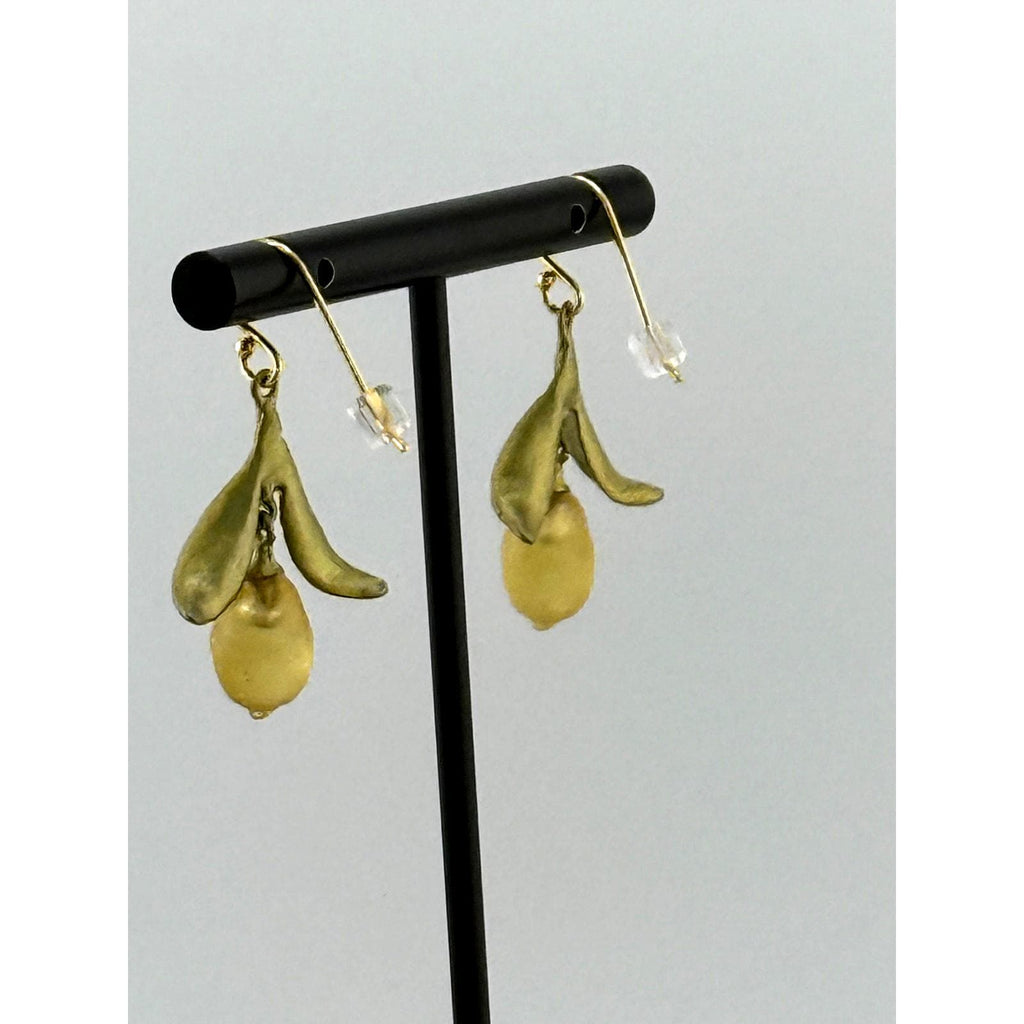Michael Michaud Lemon Drop Dangle Leaf Wire Earrings