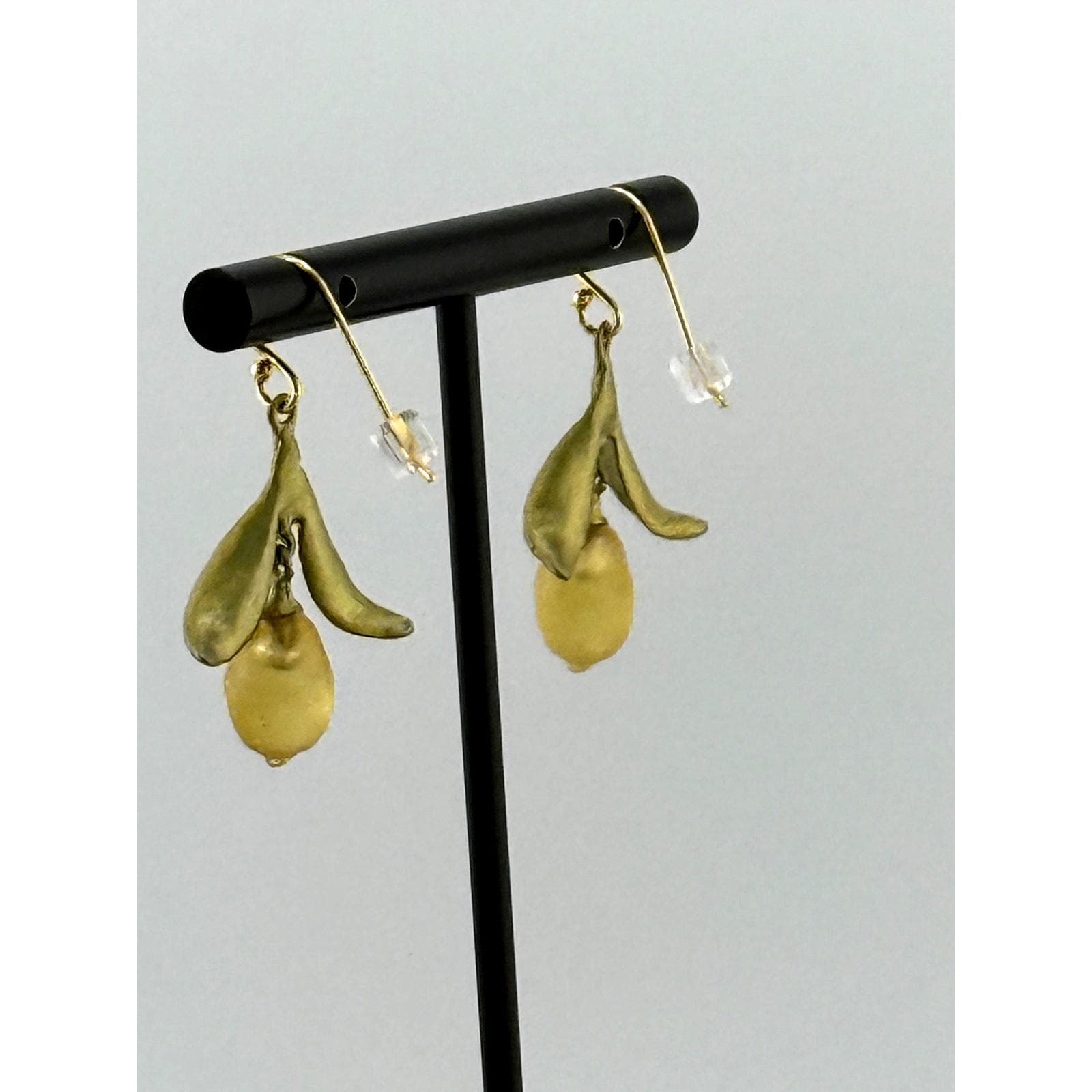 Michael Michaud Lemon Drop Dangle Leaf Wire Earrings