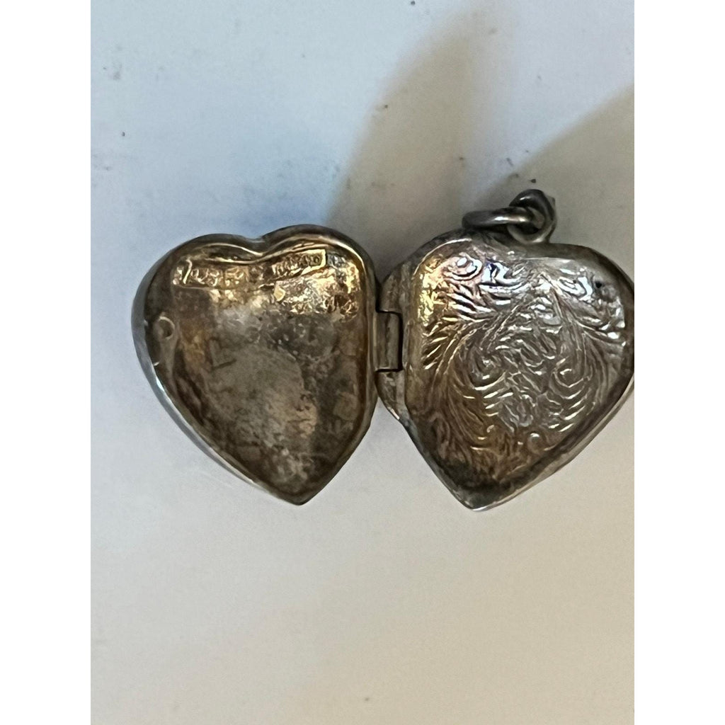 Oxidized sterling silver marcasite heart shape locket