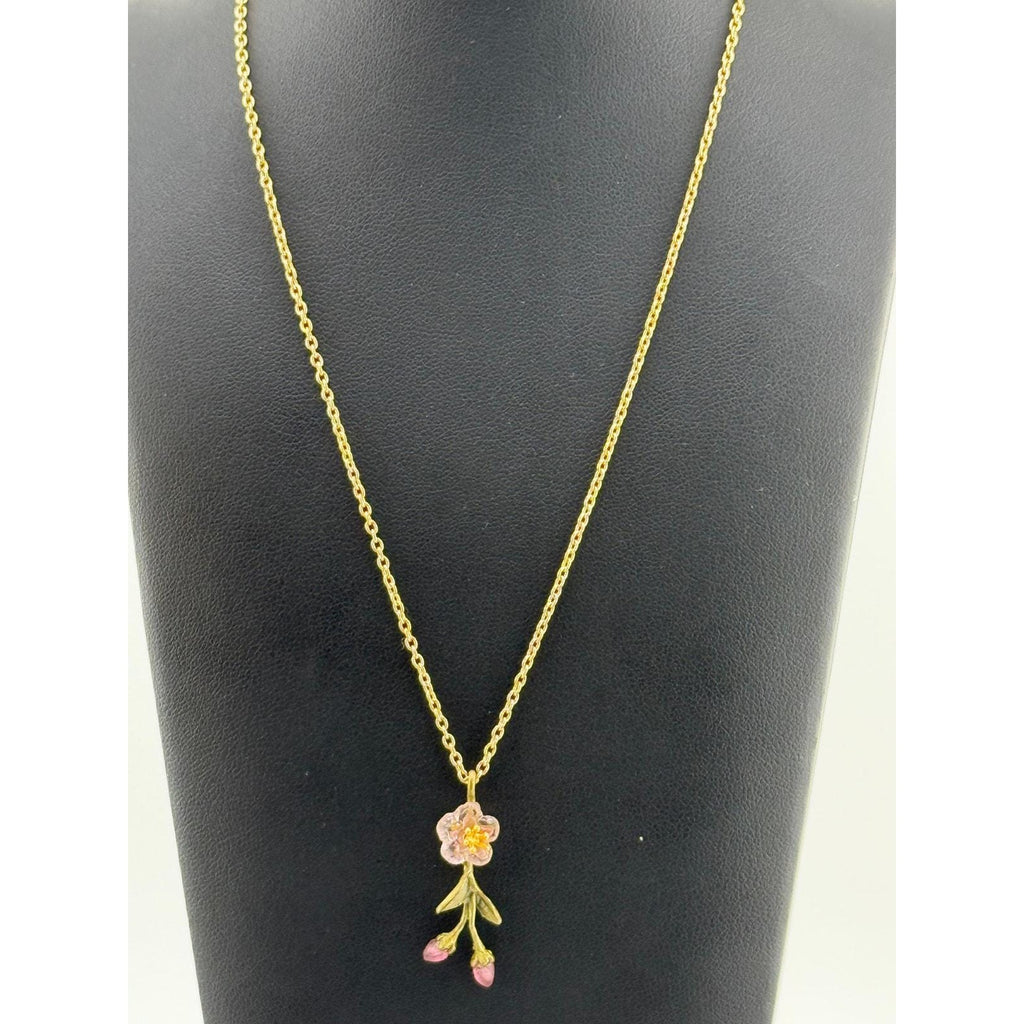 Michael Michaud Peach Blossom Dainty Drop Pendant Necklace