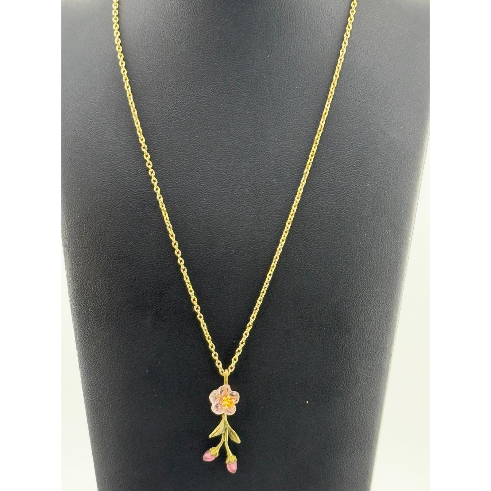 Michael Michaud Peach Blossom Dainty Drop Pendant Necklace