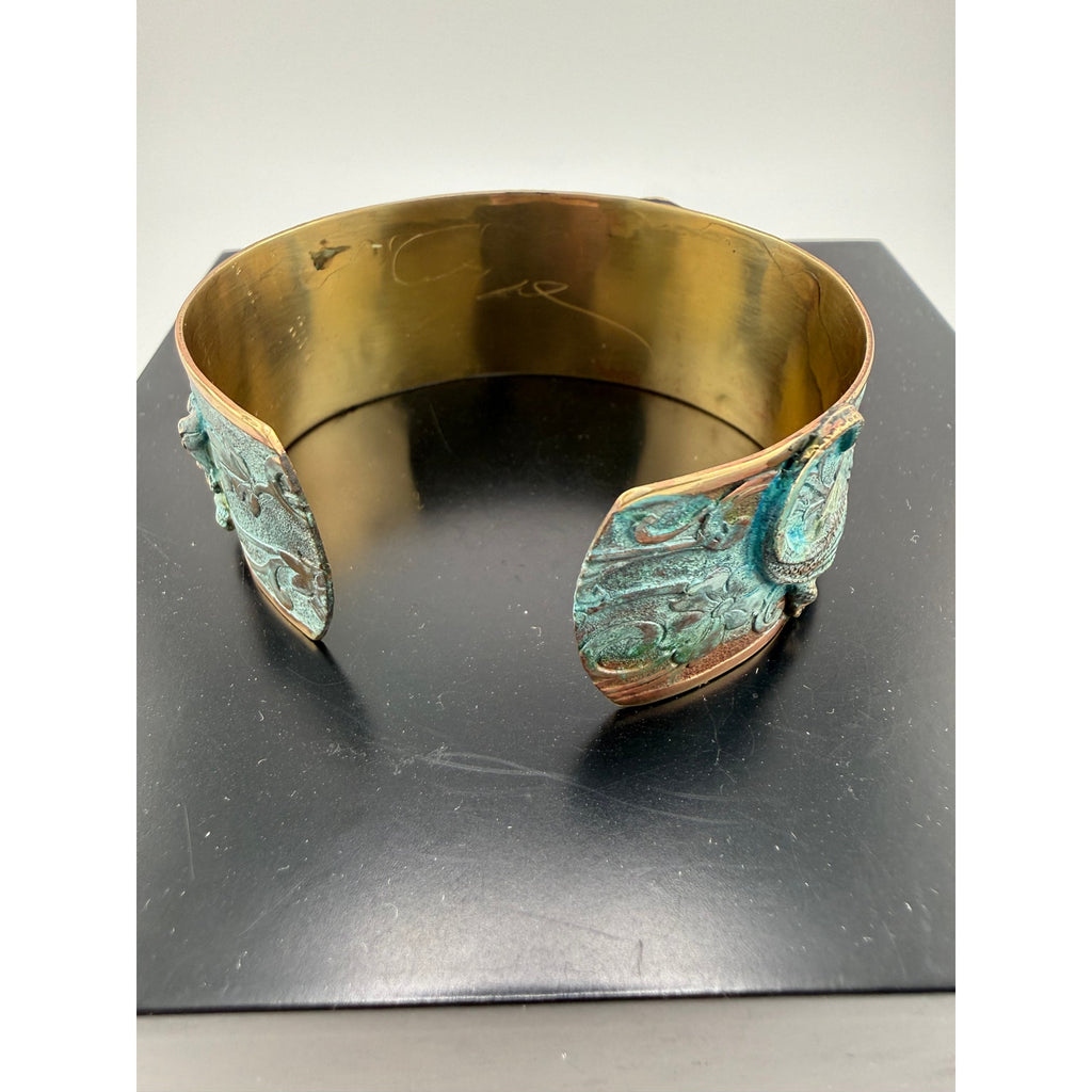 Elaine Coyne Verdigris Patina Brass Alligator Cuff Bracelet