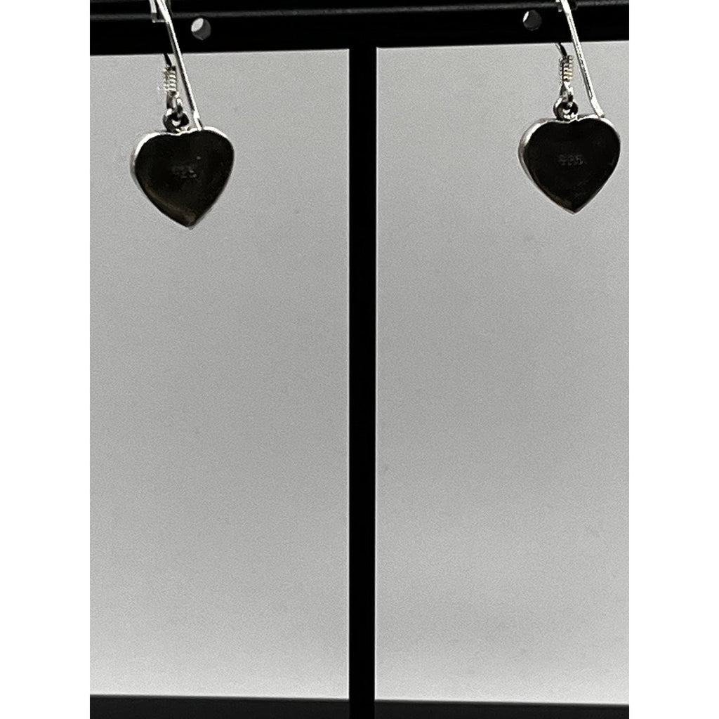 Vintage 925 Sterling Silver Gemstone Heart Earrings