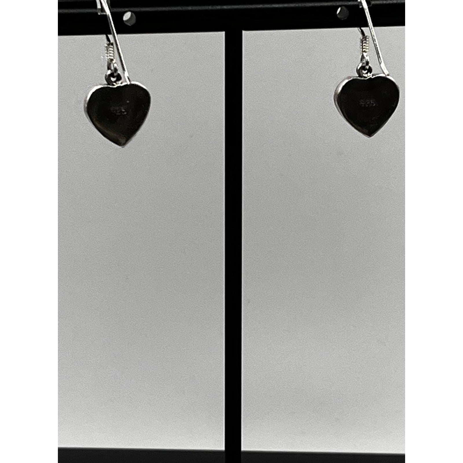 Vintage 925 Sterling Silver Gemstone Heart Earrings