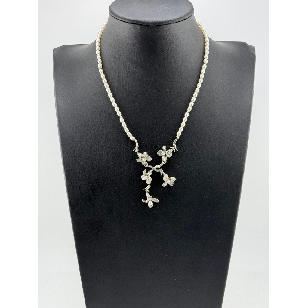 Rare Vintage Michael Michaud Dogwood Sprig Necklace - 16.5"