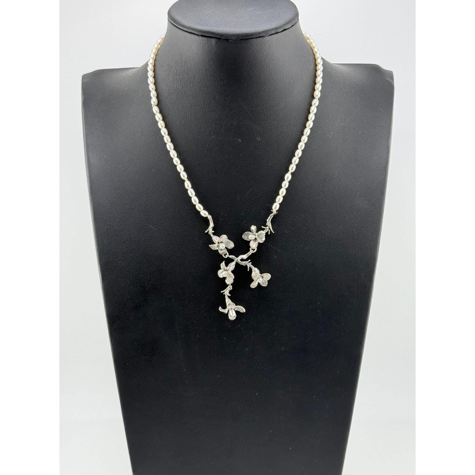 Rare Vintage Michael Michaud Dogwood Sprig Necklace - 16.5"