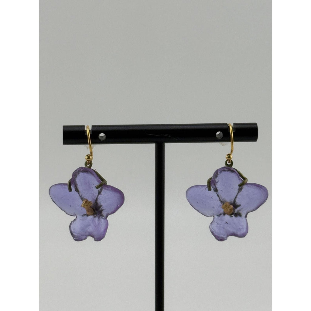 Michael Michaud Purple African Violet Wire Earrings