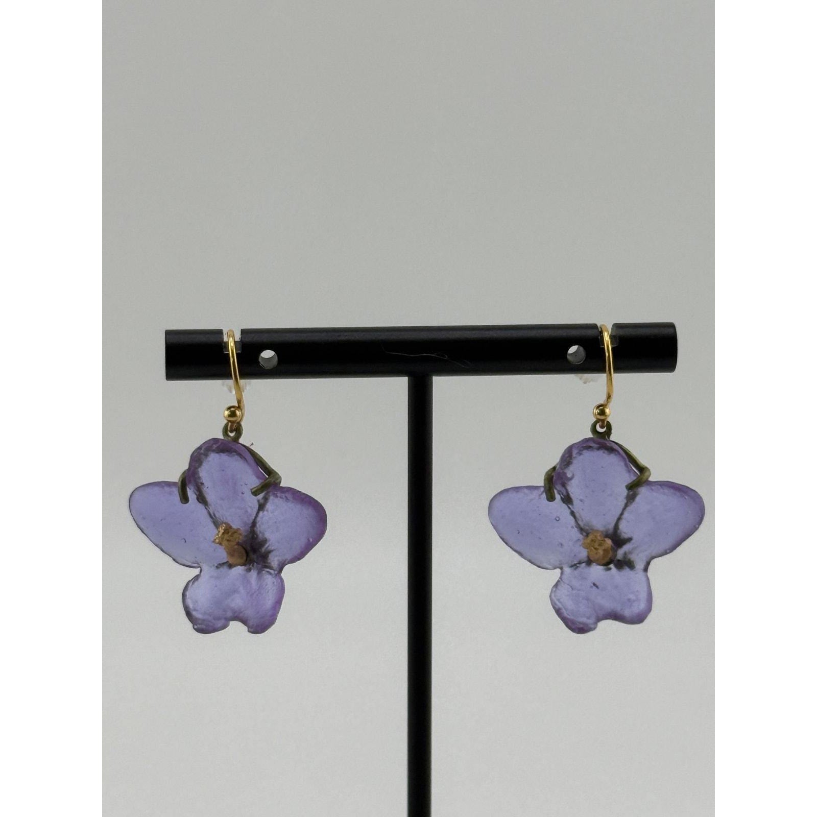 Michael Michaud Purple African Violet Wire Earrings