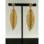 Portuguese Gold Plated Sterling Silver Filigree Leaf Earrings