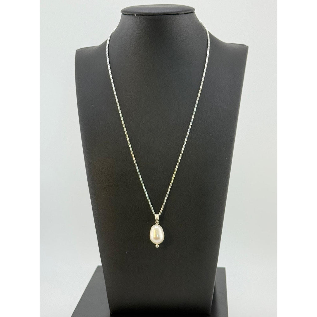 Nadine Leo Mississippi River Pearl Co Sterling Large Pearl Pendant Necklace
