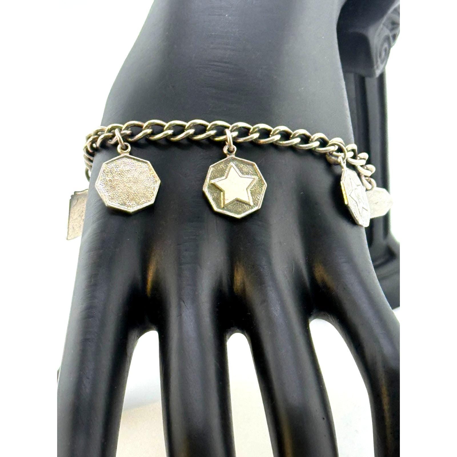 Vintage Unique 925 Sterling Silver 8 Charm Bracelet