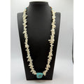 Native American White Coral, Turquoise, Seashell Necklace