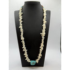 Native American White Coral, Turquoise, Seashell Necklace