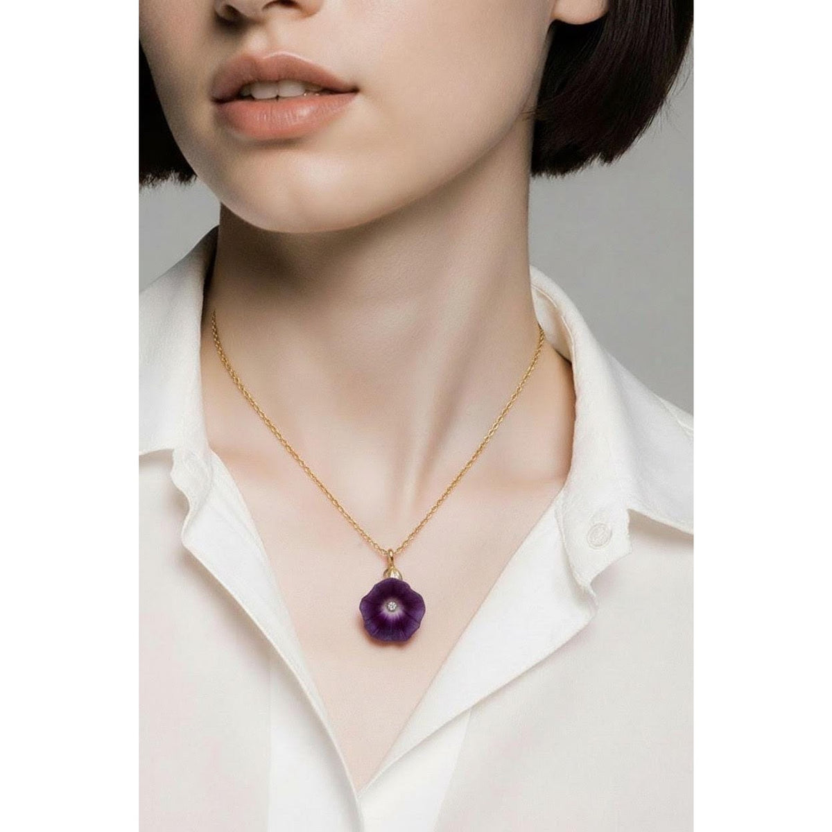 Michael Michaud Petunia 16" Adj. Single-Flower Pendant