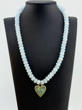Jessica Matrasko Blue Jade Caia Beads Heart Pendant Necklace