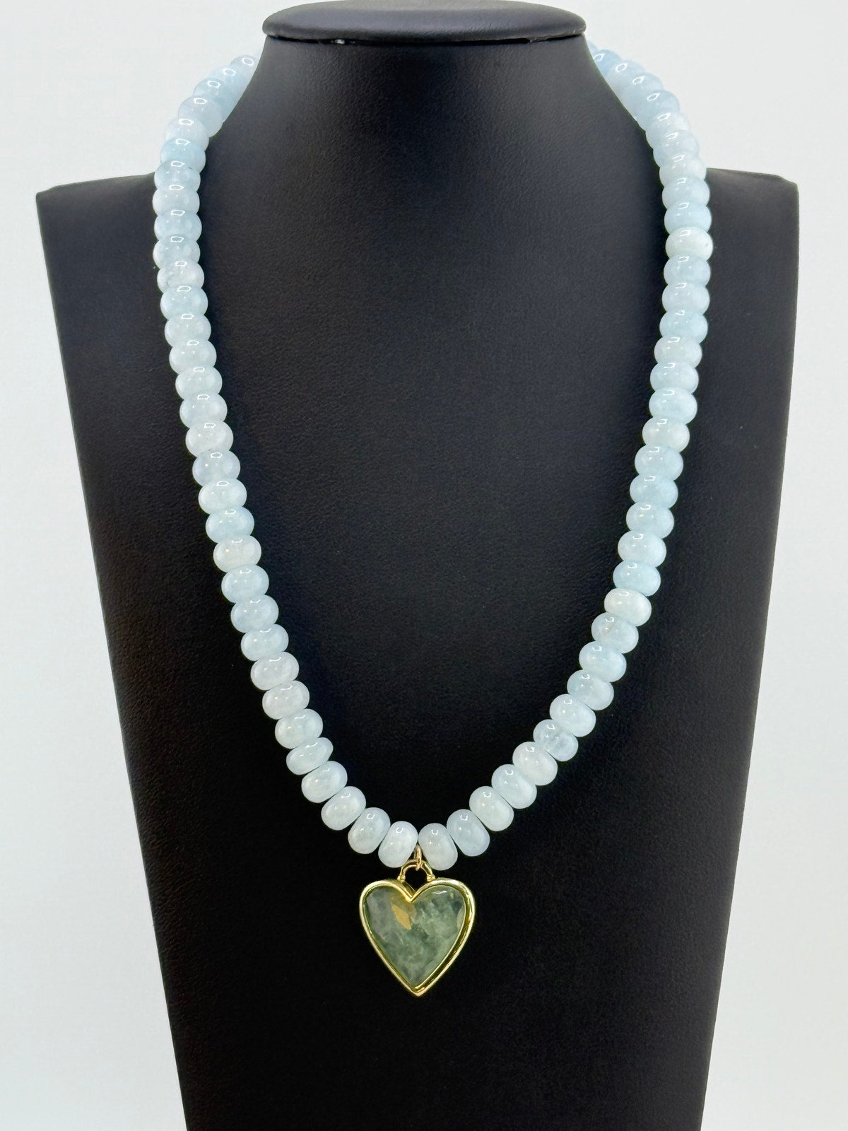 Jessica Matrasko Blue Jade Caia Beads Heart Pendant Necklace
