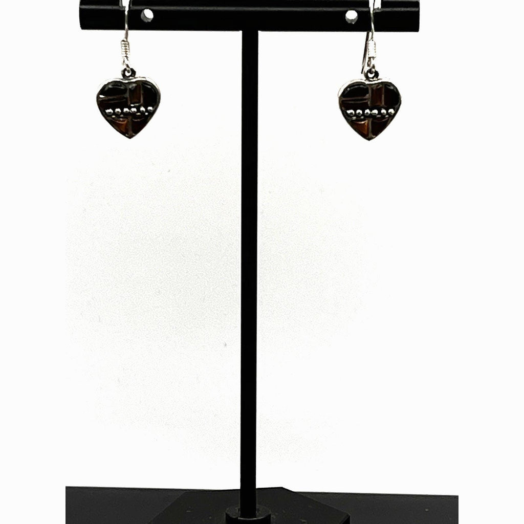 Vintage 925 Sterling Silver Gemstone Heart Earrings