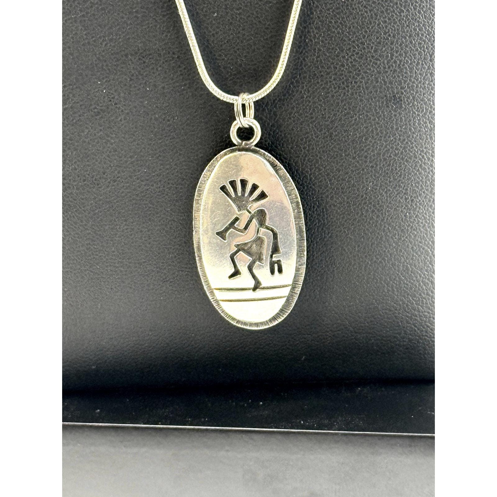 Rare Native American Hopi Clifton Mowa Kokopeli Pendant Necklace
