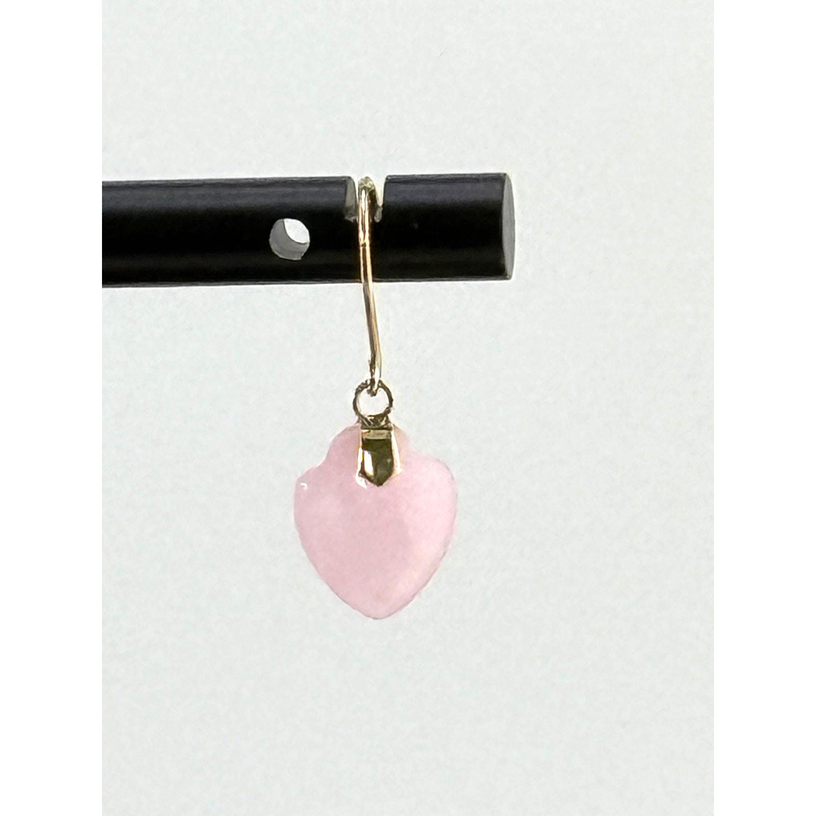 Vintage Pink Jade Dangle 10K Earrings