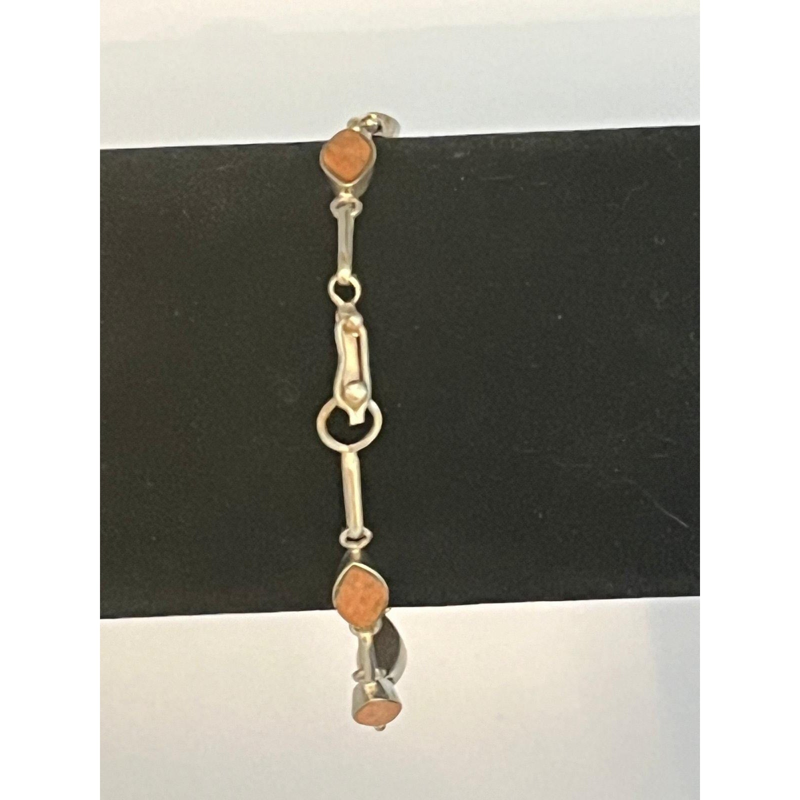 950 Sterling silver marquise shape bezel set jasper bracelet