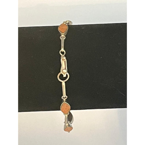 950 Sterling silver marquise shape bezel set jasper bracelet