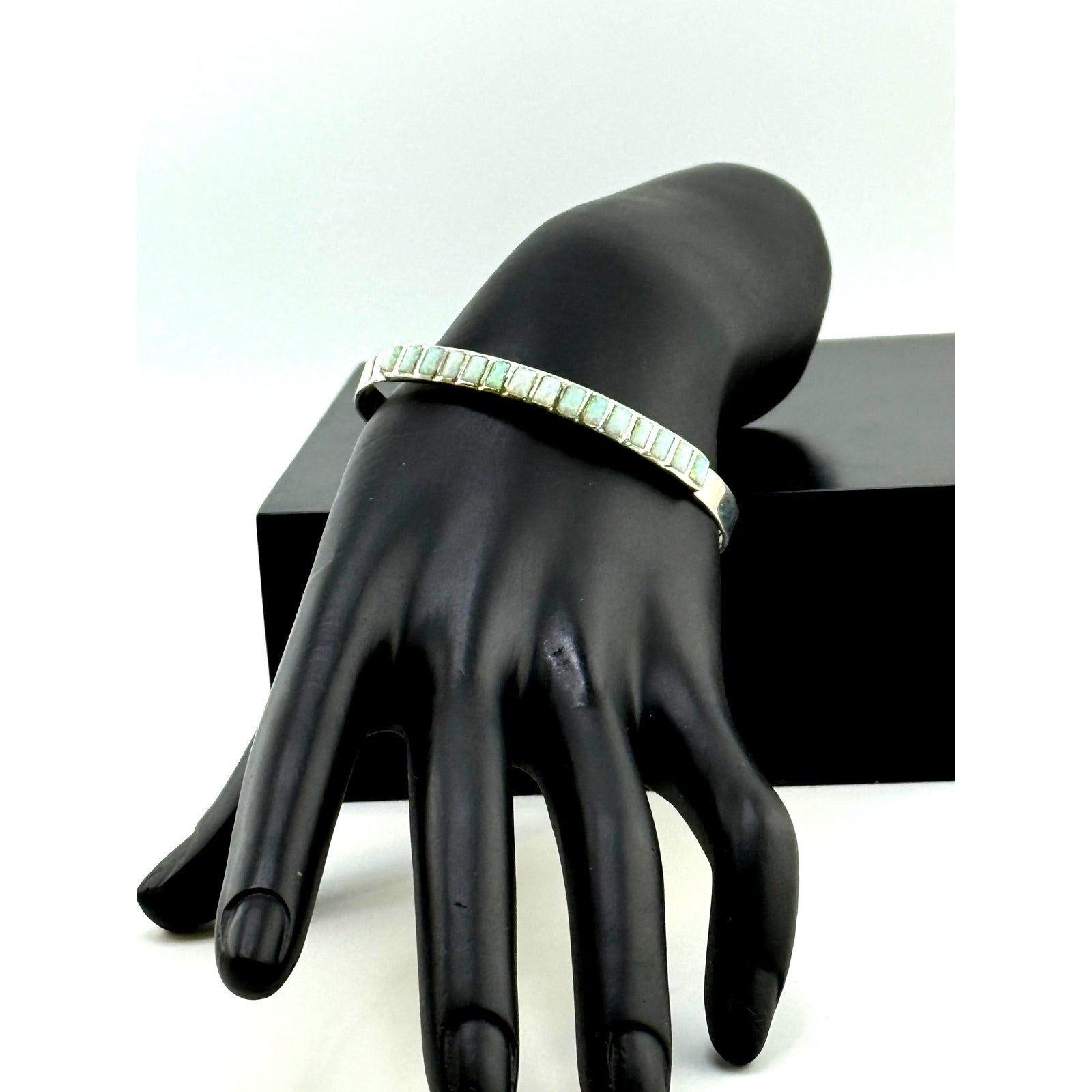 Native American Sterling Silver Opal Cuff Bracelet
