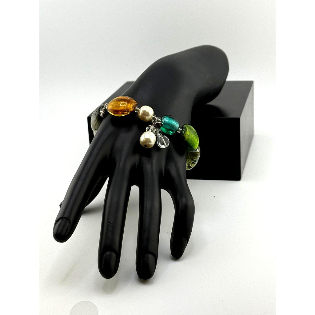 Silpada Multi-Color Foiled Glass Bead Stretch Bracelet
