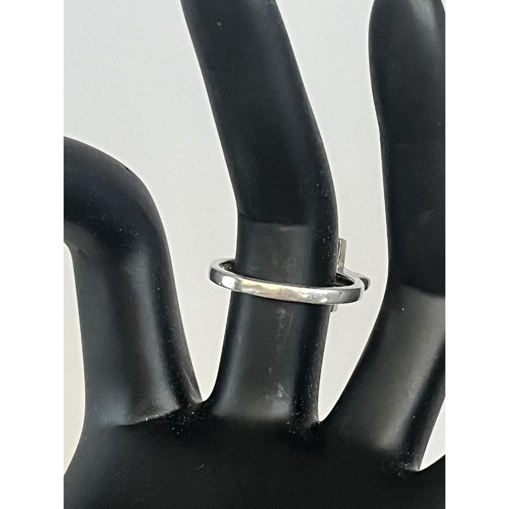Silpada Sterling Silver Reverence Cubic Zirconia Cross Band Ring Size 7