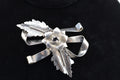 Vintage Signed Hobe Sterling Silver Small Floral Bow 1940's Brooch