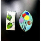 Vintage One-of-a-Kind Enameled Copper Brooches