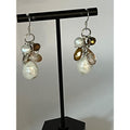Freshwater pearls, faceted beads and briolettes earrings sterling silver hooks