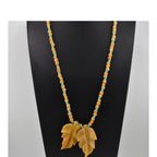 Navajo Mary W. Roanhorse Carved Quartz Leaf Pendant Necklace