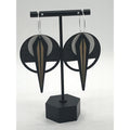 Architectural Lightweight Leather and Birch Earrings Naja Blk